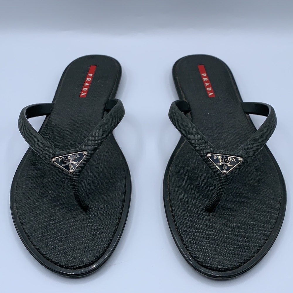 Black Prada Saffiano Sandals